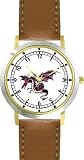 Purple Dragon or Dinosaur Animal - WATCHBUDDY® DELUXE TWO-TONE THEME WATCH - Arabic Numbers - Brown Leather Strap-Children's Size-Small ( Boy's Size & Girl's Size )