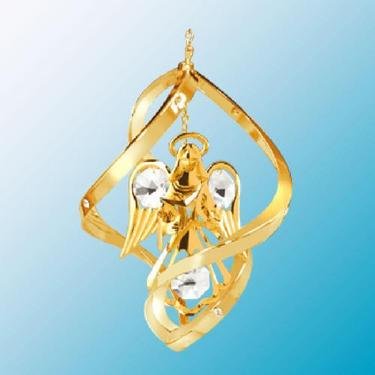 24K Gold Plated Angel w/ Star Classic Spiral – Swarovski Crystal 24K Gold Plated Angel w/ Star Classic Spiral – Swarovski Crystal