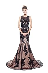 Empire   Waistline Applique Lace Tulle Mermaid Sleeveless Evening Dress 