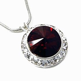 Siam Red Swarovski Crystal Pendant Necklace Fashion Jewelry