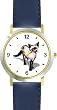 Siamese Cat - WATCHBUDDY&reg; DELUXE TWO-TONE THEME WATCH - Arabic Numbers - Blue Leather Strap-Women's Size-Small