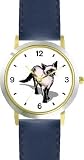 Siamese Cat - WATCHBUDDY&reg; DELUXE TWO-TONE THEME WATCH - Arabic Numbers - Blue Leather Strap-Women's Size-Small