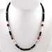 Black Onyx, Sterling Silver and Turquoise Bead Necklace by Thomas Singer, #8905
