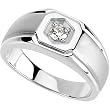 14K White Gold Diamond Man's Ring - 0.25 Ct.
