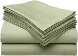 Rainbow Linens 230-Thread Count 100% Combed Cotton Percale Queen Sheet Set with Bonus Pillowcase Pair, Sage