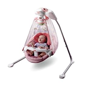 Fisher-Price K7923 Papasan Cradle Swing in Butterfly Garden Pink