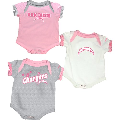 Reebok San Diego Chargers Infant 3-Piece Creeper Set - Pink 6-9 Months