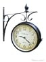 Outdoor Train Station Double 2-Sided Clock Thermometer