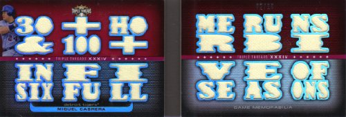 2010 Topps Triple Threads Miguel Cabrera Detroit Tigers Relic Booklet Card 02/18