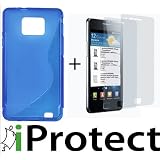 2 X ORIGINAL iProtect Displayschutzfolie Samsung Galaxy S2 II i9100 PLUS S-LINE HIGHCLASS TPU CASE BLAU / BLUEvon "iprotect"