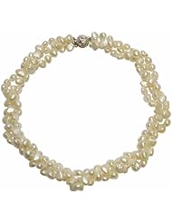 White 3 Strand 17" Freshwater Pearl Necklace with Sterling Silver Clasp