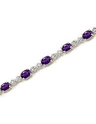 14kt Yellow Gold Oval Amethyst and Diamond Bracelet