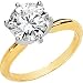 Gorgeous! Women's 14k White-gold Head Yellow-gold Shank Round (2 CT TW) 8MM Moissanite Solitaire Engagement Ring