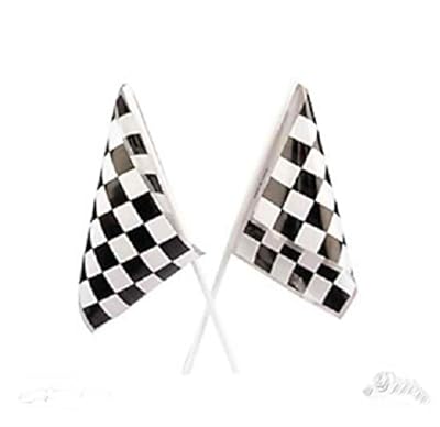 AVAIL NOW! 24 Party Favors RACING Nascar Race Car MINI Black White CHECKERED FLAGS