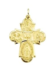 29x23.5mm Four Way Medal in 14k Yellow Gold