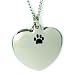 Unconditional Love Necklace Pendant with 18" Chain. Paw Print Design on front of Necklace. Pet Lover's Inspirational Jewelry Stainless Steel.