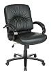 Leather Mid Back Chair With Mahogany Finish Wood Base and Arms By Office Star