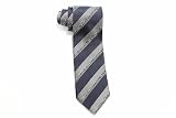 Versace Men's 100% Silk Navy Blue/Grey Striped Logo Tie