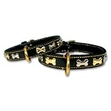 18 inch Bone Leather dog collar - black leather dog collar for your pet by Pet Jewelry
