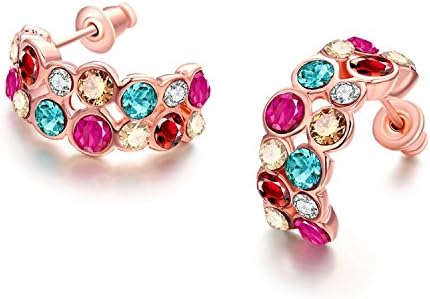 Aliliya High Quality Jewelry Signature Pave Exquisite High-End Crystal Earring - Colorful Zircon ring fashion gilded earrings - Rose Gold