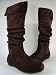 New Brown Fold Flat Slouchy Knee High Boots #L10