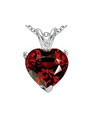 Tommaso Design (tm) Genuine 8mm Garnet and Diamond Heart Pendant