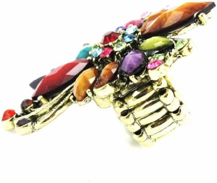 Chelsea Hill Punky Gems Collection Gold-Tone Multi-color Flower Spray Stretch Ring