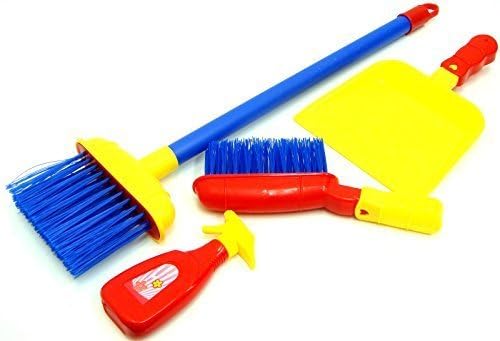 Childrens Cleaning Set Sweeping Brushing Play Set Include Broom &amp; Dustpan Toy