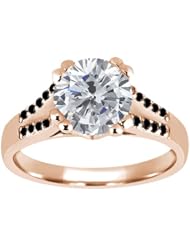 1.24 Ct Round H/I and Black Diamond 14K Rose Gold Ring