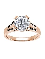 1.24 Ct Round H/I and Black Diamond 18K Rose Gold Ring