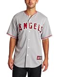 MLB Men's Los Angeles Angels Of Anaheim Torii Hunter Road Gray Short Sleeve 6 Button Synthetic Replica Baseball Jersey (Road Gray, Medium)