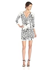 Wrap Ruched Two-Toned Floral Print  Dress With a Sash 