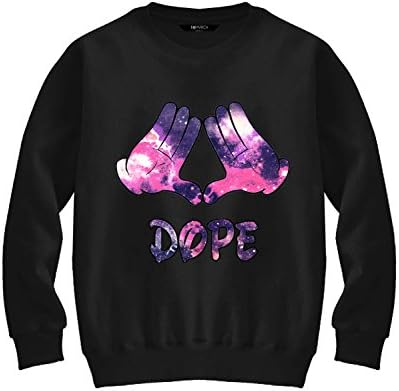 16MVRCH Womens Ladies Novelty Design Printed Sweatshirt (M/L, Dope - Black)