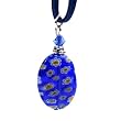 Traditional Millefiori Murano Glass Pendant - Olive Blue