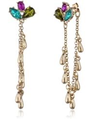 Betsey Johnson "Carnival" Crystal Cluster Chain Linear Drop Earrings