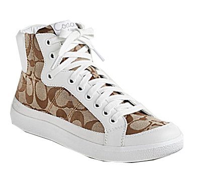 Coach Ellis 12CM Signature Hightop Sneaker Shoes A1736 Khaki White 6.5 product image
