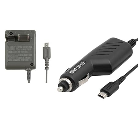 CommonByte Car DC + Home Wall Travel AC Charger Adapter Set for Nintendo DS Lite NDSL