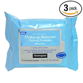 Neutrogena Make-Up Remover Cleansing Towelettes, Refill Pack, 25-Count Packs (Pack of 3)