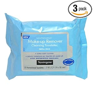 Neutrogena Make-Up Remover Cleansing Towelettes, Refill Pack, 25-Count Packs (Pack of 3)