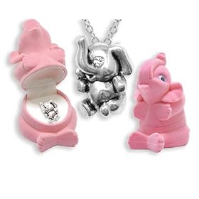 ELEPHANT Crystal Necklace in Pink Elephant Gift Box