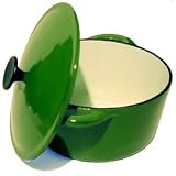 Paylesscookware Grass Green Enamel Coated Cast Iron Round Dutch Oven 4 1/4-qt.