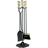 Outdoor Living : UniFlame 5 Piece Triple-Plated Polished Brass/Black Fireset