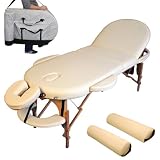 TecTake Massageliege oval + Set3 beige inkl. 2 Lagerungsrollen + Taschevon "TecTake"