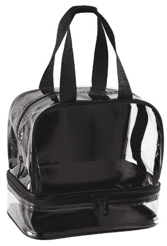 Clear Lunch Bag with Zipper Compartment - Black Trim