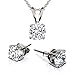 Gem Stone King 3-Piece Set: 3 Carat Cttw White Cubic Zirconia Necklace and Earrings Jewelry Set