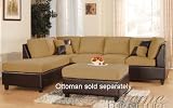 2 pcs Sectional Sofa with Saddle Cushion Seat and Back Brown Bycast Leather