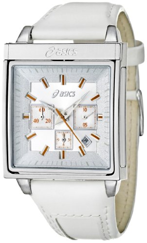Asics Men’s Chronograph Stainless Steel Case, Leather Strap Chronograph Quartz Watch QA5123301