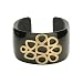 Ladies Gold Overlay Stainless Steel Black Plated Cuff Bracelet Flower Design, 7.75"