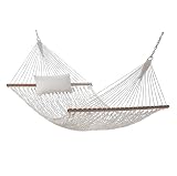 Garden Place Cotton Rope Hammock with Pillow