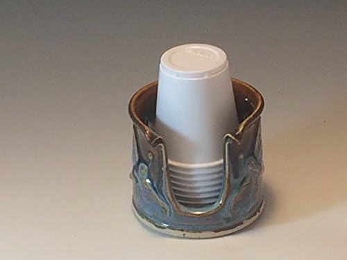 3 Ounce - Handmade Dragonfly Porcelain Bathroom Cup Holder In Blue and Bronze Glaze